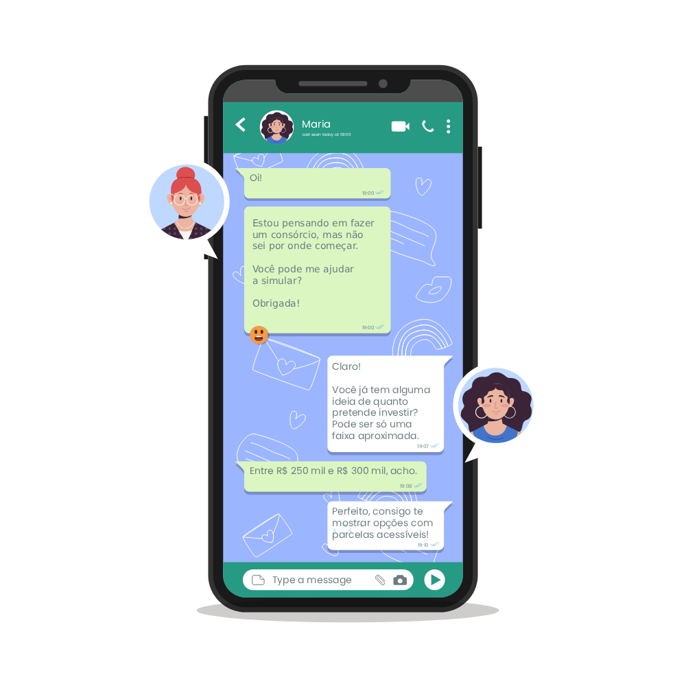 conversa entre duas pessoas sobre consorcio