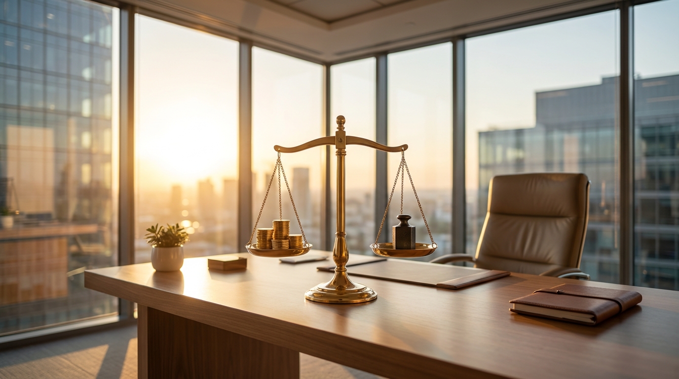 Balança comparando custos financeiros, ilustrando a diferença entre juros e taxa de administração no consórcio.